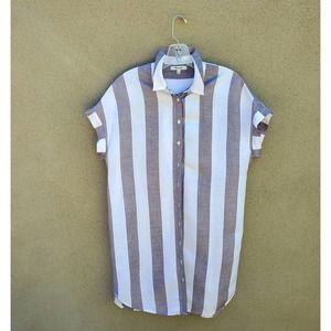 Madewell Wide Striped "Maywood" Linen Blend Over-Sized Shirtdress